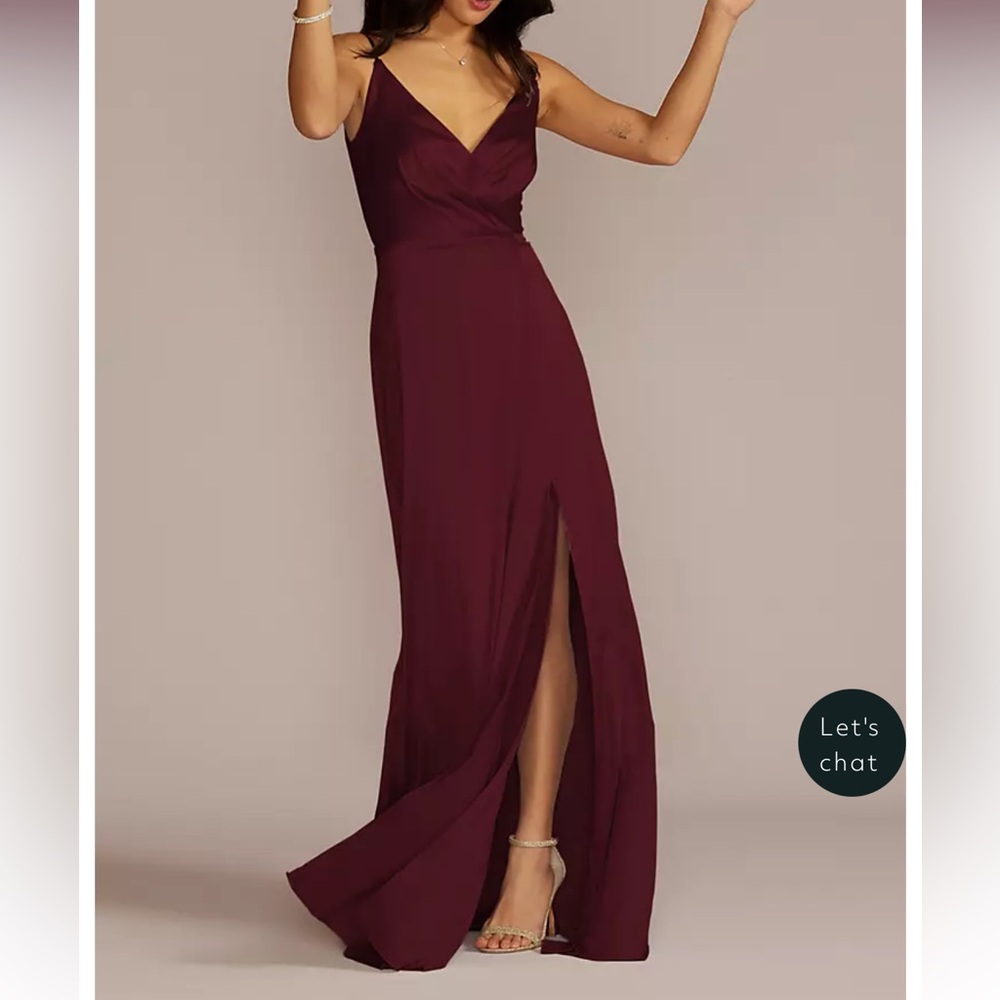 David’s bridal red satin cowl back dress